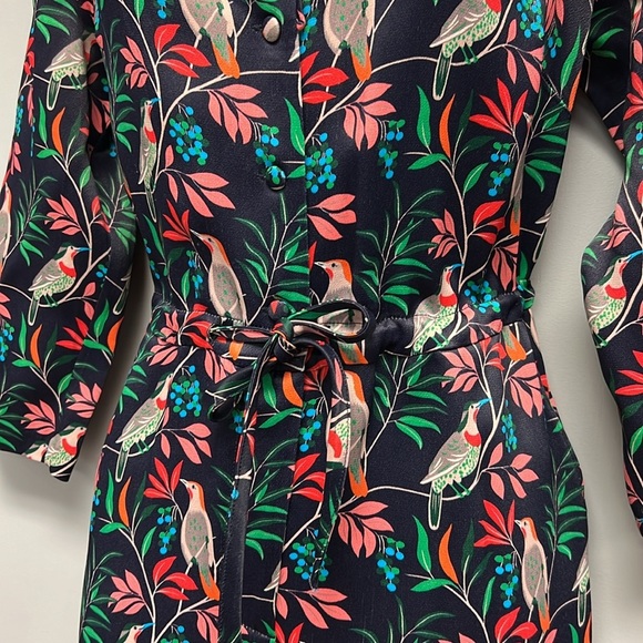 NWT Boden Collar Detail Cropped Jumpsuit -French Navy - Berry Bird  Size 4P - Picture 6 of 16